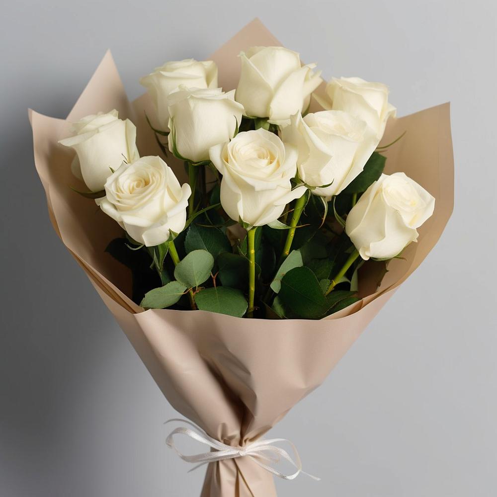 Букет 9 Белых роз Эдлесс Лав в Березанской