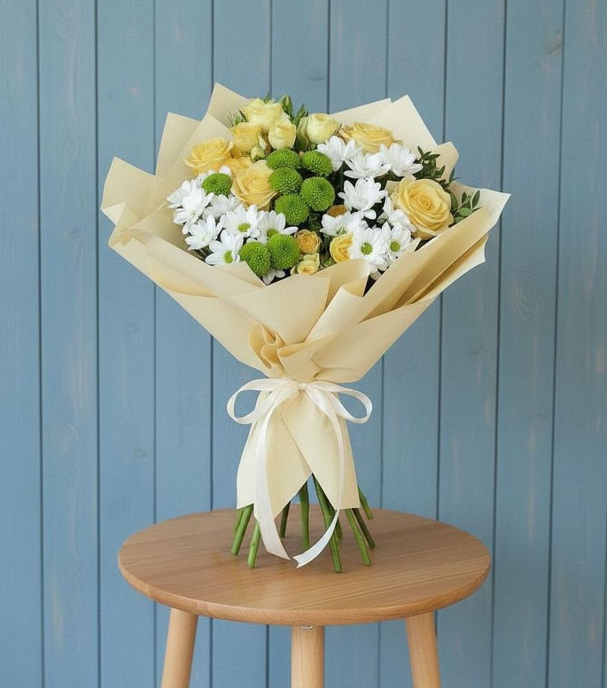 Букет цветов из: Хризантемы и Розы в Березанской