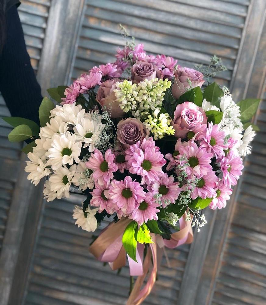 Букет Цветочный шарм в Березанской Букет цветов из: Хризантемы и Розы в Березанской