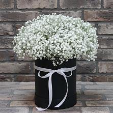 Цветочная композиция из Гипсофила в шляпной коробке в Березанской